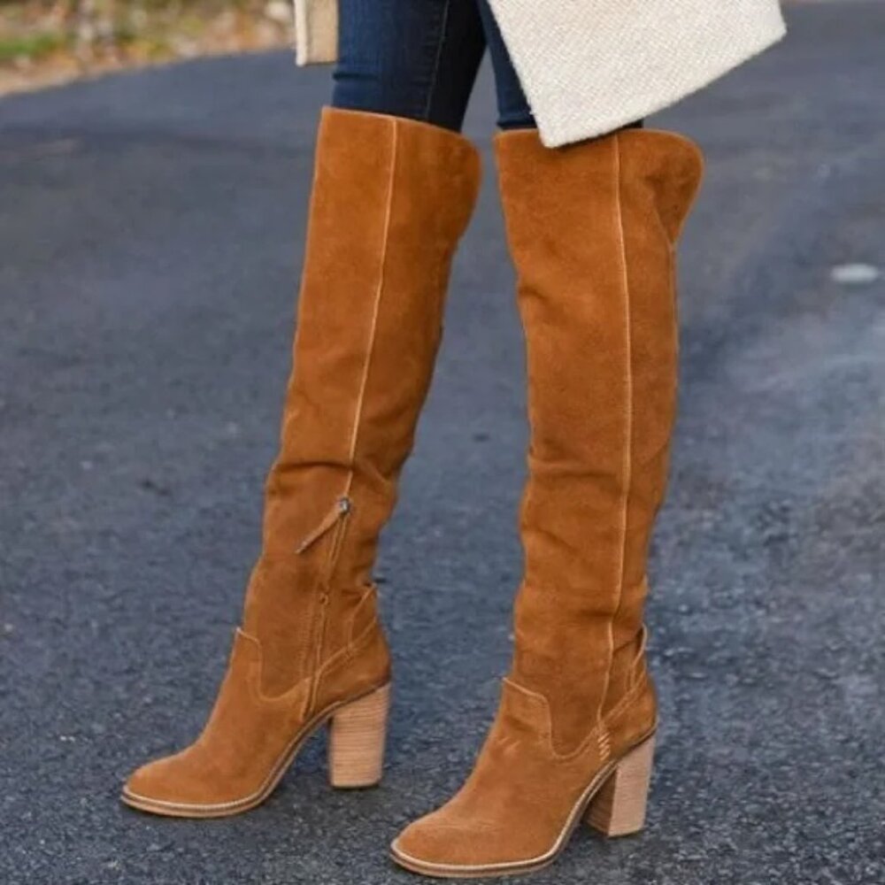 Dolce Vita Cliff Brown Suede Over the Knee Boots
